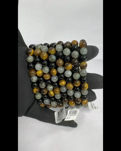 Bracelet Labradorite Oeil de tigre Onyx perles 8mm