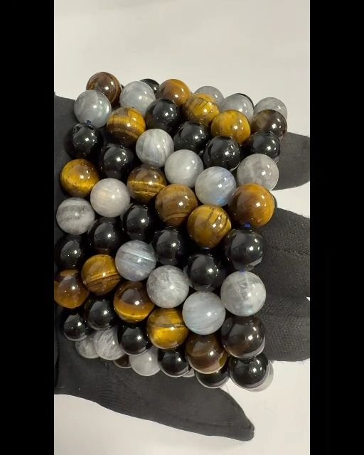 Bracelet Labradorite Oeil de tigre Tourmaline A perles 10mm