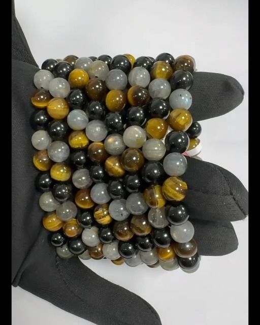 Bracelet Labradorite Oeil de tigre Tourmaline A perles 8mm