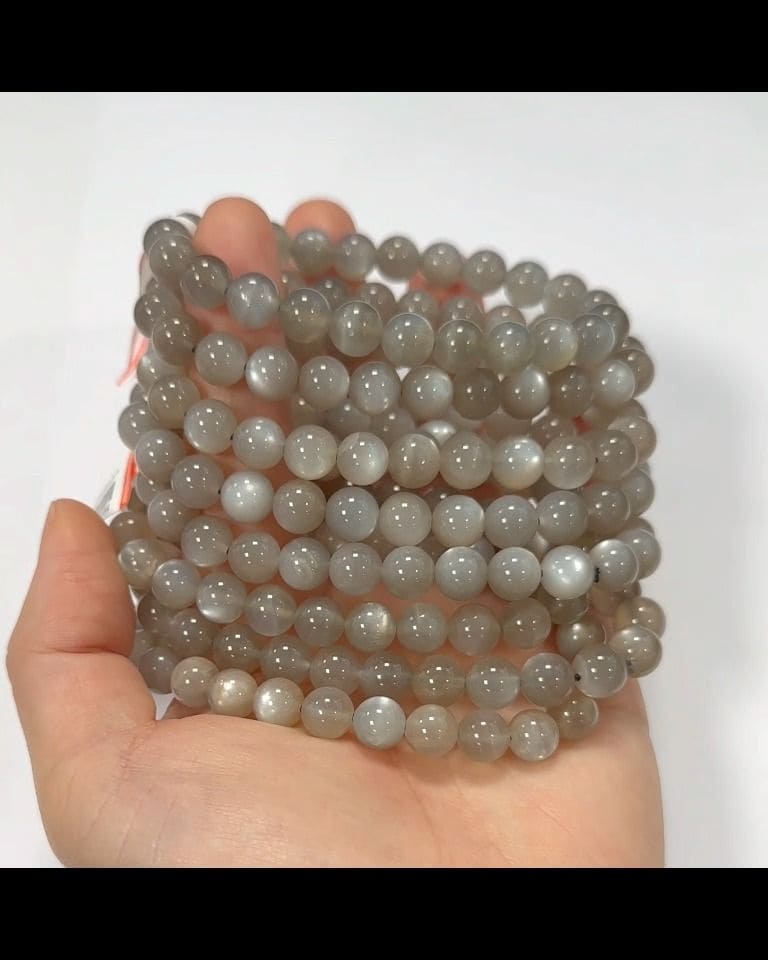 Bracelet Pierre de Lune Grise AAA perles 7.5-8.5mm