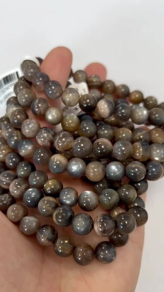 Pierre de Lune Noire Mix AA perles 8mm