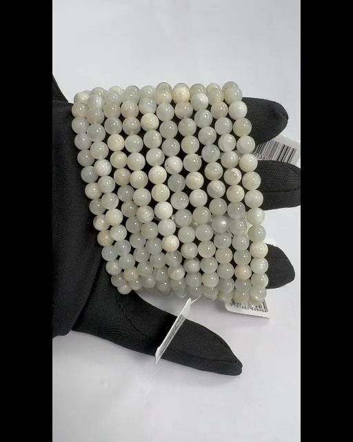 Bracelet pierre de lune blanche perles 6-7mm