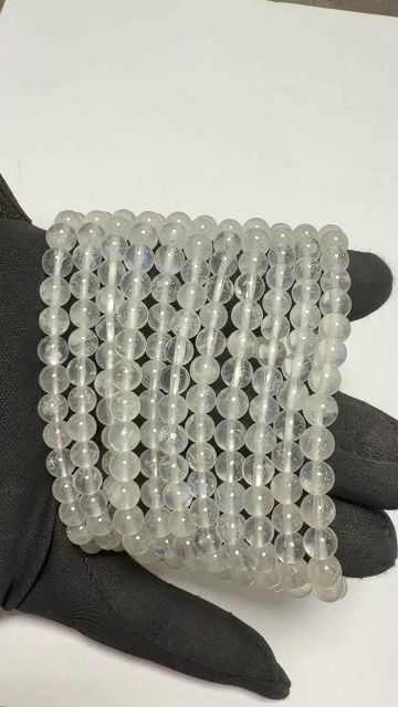 Bracelet Pierre de Lune Blanche Péristérite AA perles 6-7mm