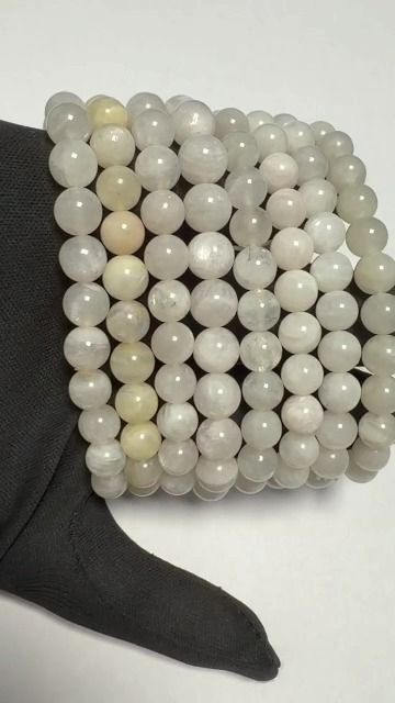 Bracelet Pierre de Lune Blanche Péristérite AB perles 7.5-8.5mm