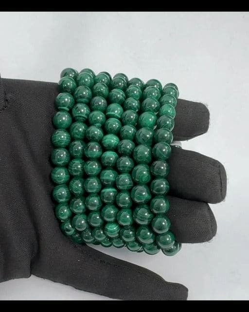 Bracelet Malachite AA Foncée perles 8-9mm