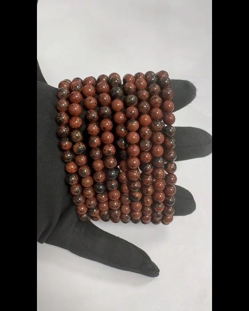 Bracelet perles Obsidienne Acajou  6mm