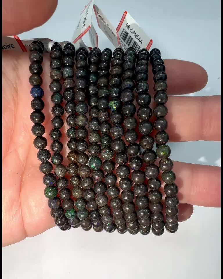 Bracelet Opale Noire AA perles 4-5mm