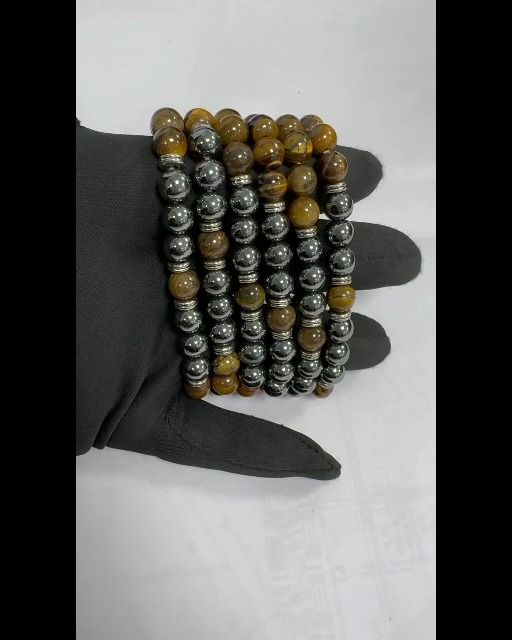 Bracelet Oeil du Tigre Hématite & Charms A perles 8mm
