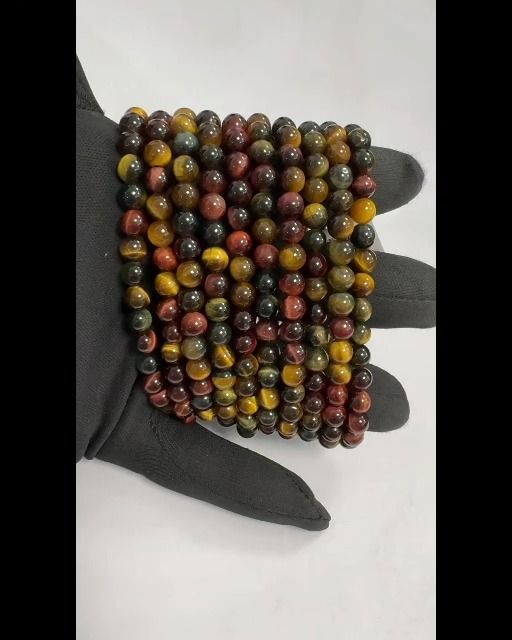Bracelet Oeil de Tigre Multicolore AA perles 6mm