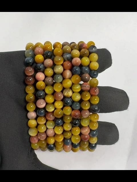 Bracelet oeil de tigre multicolore AAA perles 6mm