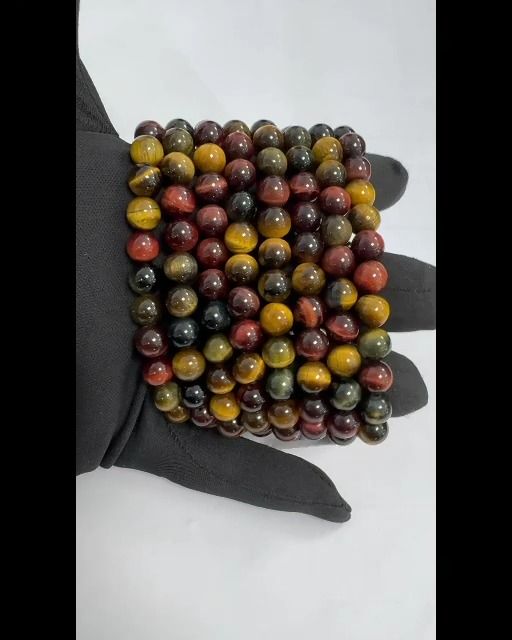 Bracelet oeil de tigre multicolore AA perles 8mm