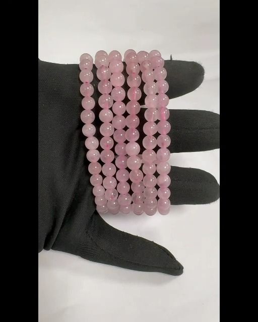 Bracelet Quartz Rose A perles 6mm