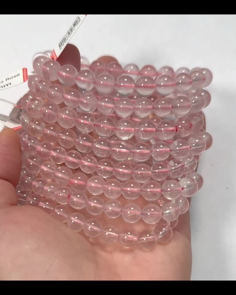 Bracelet Quartz Rose AA perles 7.5-8.5mm