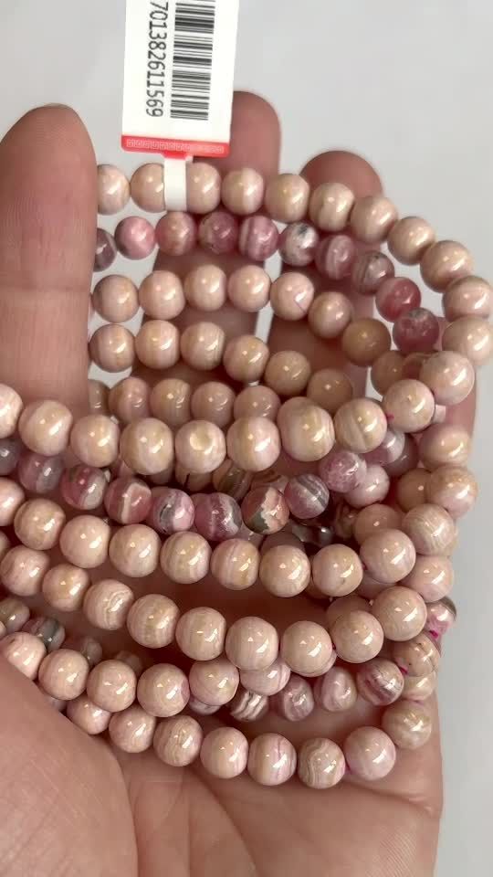 Bracelet Rhodochrosite Argentine perles 6-7mm