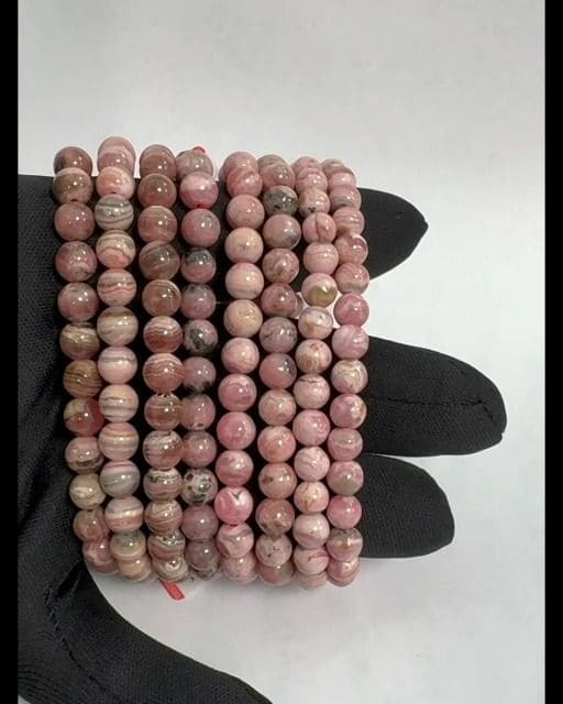 Bracelet Rhodochrosite Argentine A perles 5.5-6.5mm