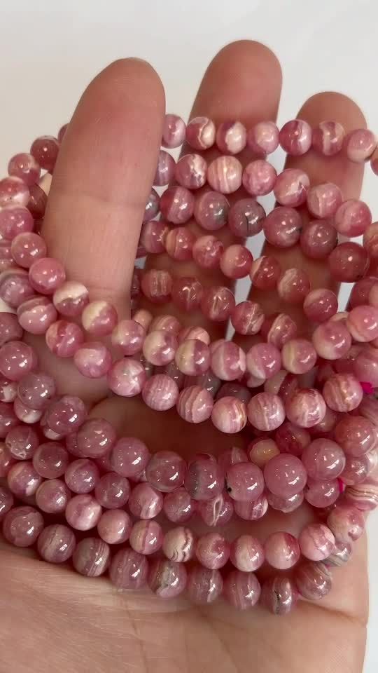 Bracelet Rhodochrosite Argentine AA perles 5.5-6.5mm