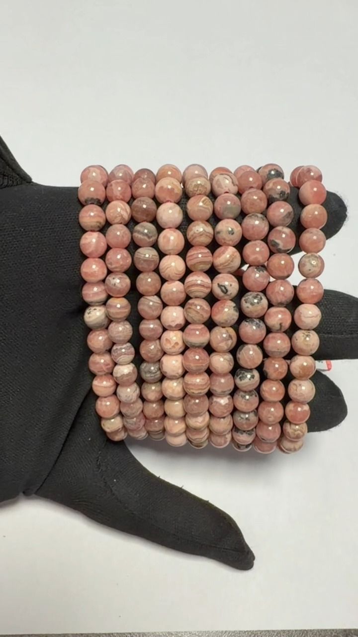 Bracelet Rhodochrosite Argentine AA perles 6-7mm