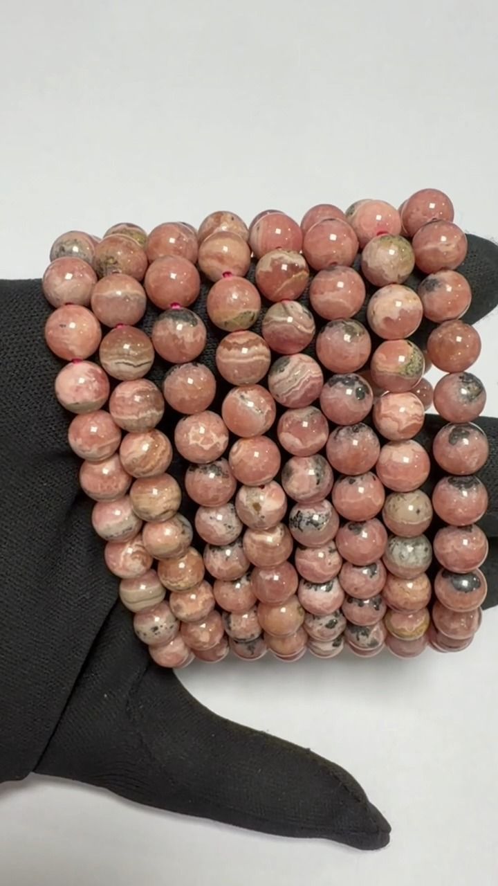 Bracelet Rhodochrosite Argentine AA perles 7.5-8.5mm