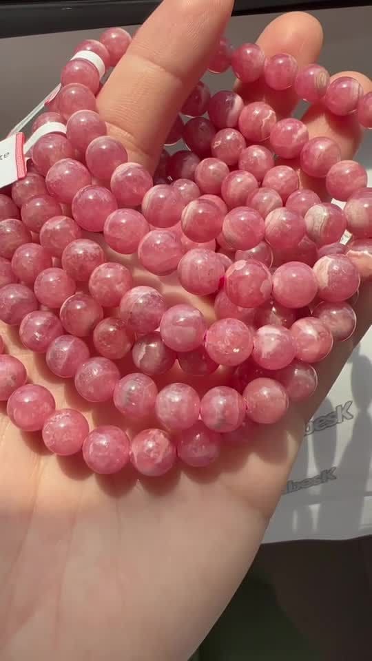 Bracelet Rhodochrosite Argentine AAAA perles 7.5-8.5mm