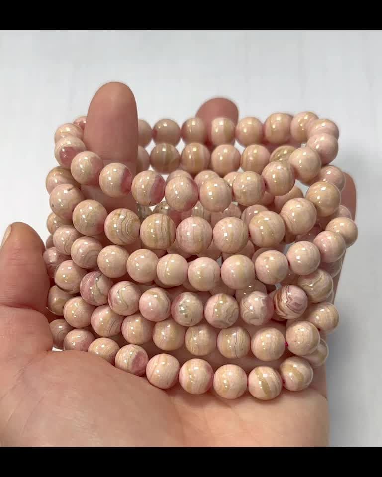 Bracelet Rhodochrosite Argentine perles 9-10mm