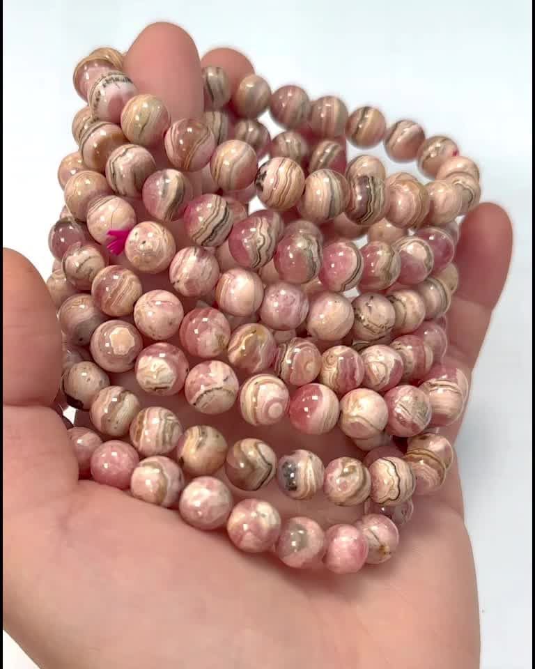 Bracelet Rhodochrosite Argentine A perles 8.5-9.5mm