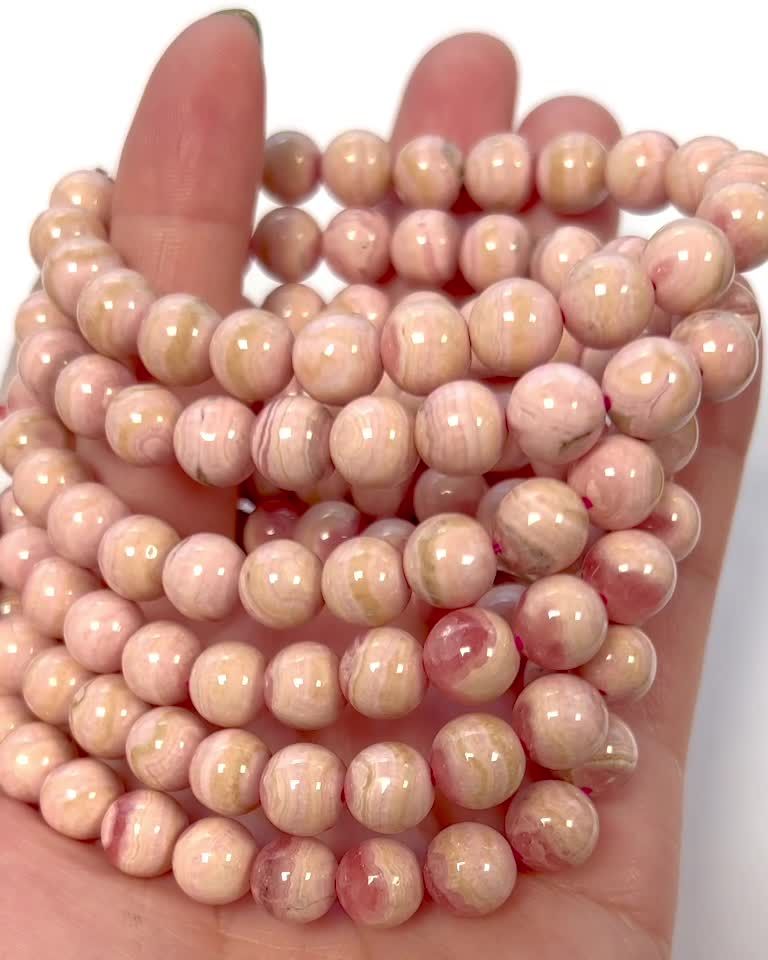 Bracelet Rhodochrosite Argentine perles 8.5-9mm