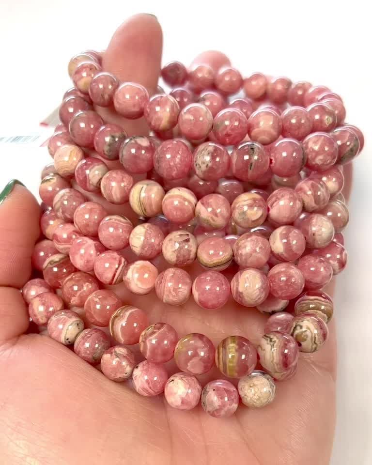 Bracelet Rhodochrosite Argentine AA perles 8-9mm