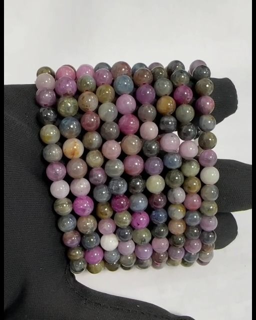 Bracelet Saphir multicolore perles 6-7mm