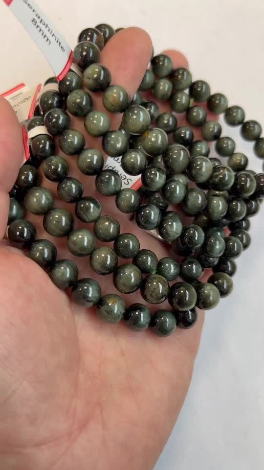 Bracelet Seraphinite  AA perles 8-9mm