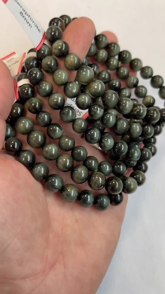 Bracelet Seraphinite  AA perles 8-9mm