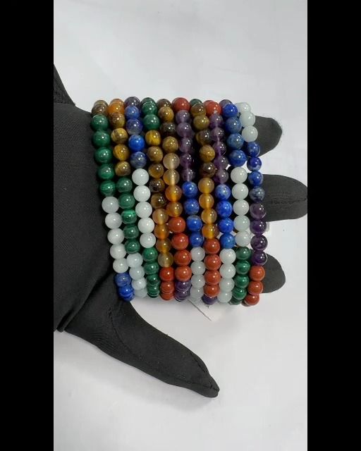 Bracelet pierres 7 chakras A perles 6mm