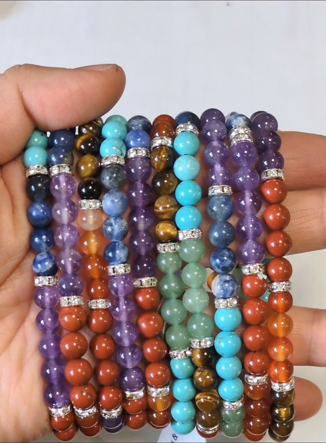 Bracelet 7 chakras & strass A perles 6mm