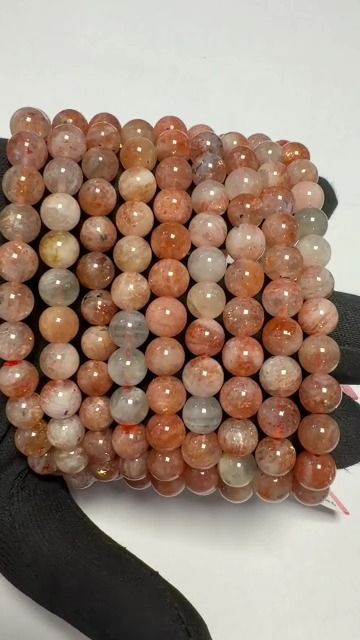 Bracelet Pierre de Soleil Cuivrée aux Inclusions Hématoïdes AA perles 7-8mm