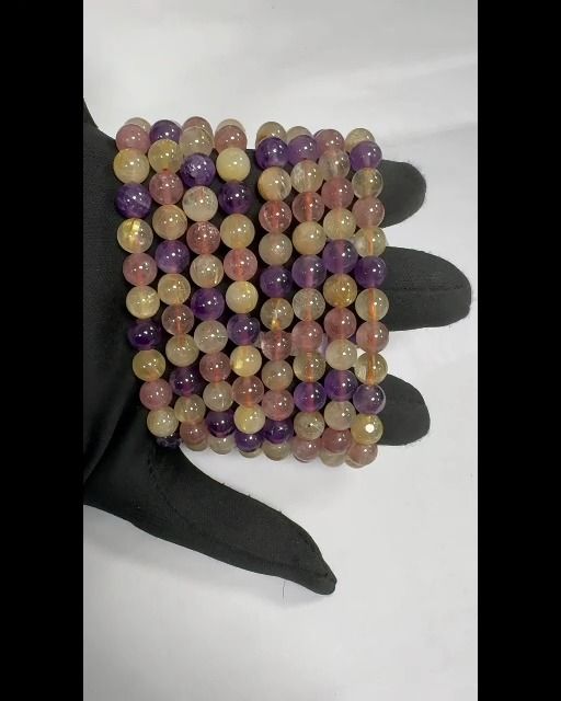 Bracelet Améthyste Quartz Rutile Quartz Fraise A perles 8mm