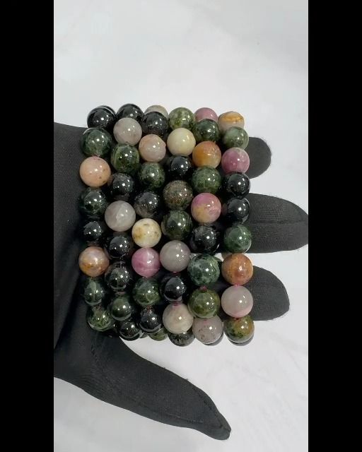 Bracelet Tourmaline Multicolor A perles 10mm