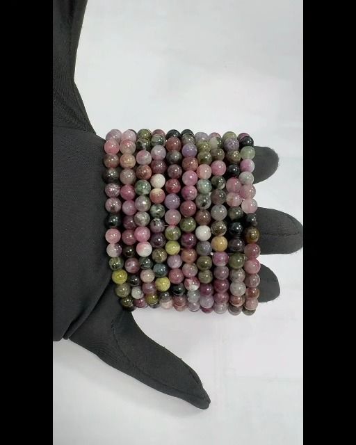 Bracelet tourmaline multicolor AA perles 6-6.5mm