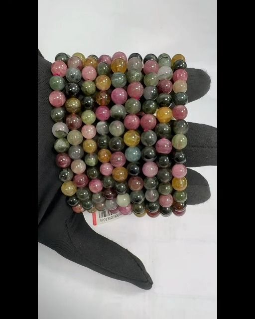Bracelet tourmaline multicolor AA+ perles 6.5-7.5mm