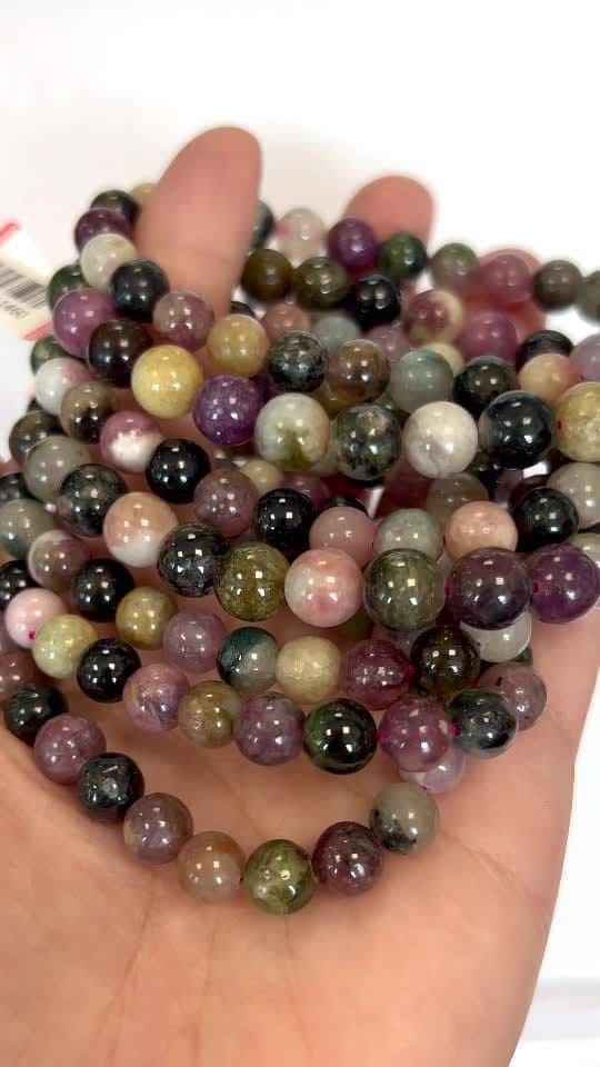 Bracelet tourmaline multicolor AA perles 7.5-8.5mm