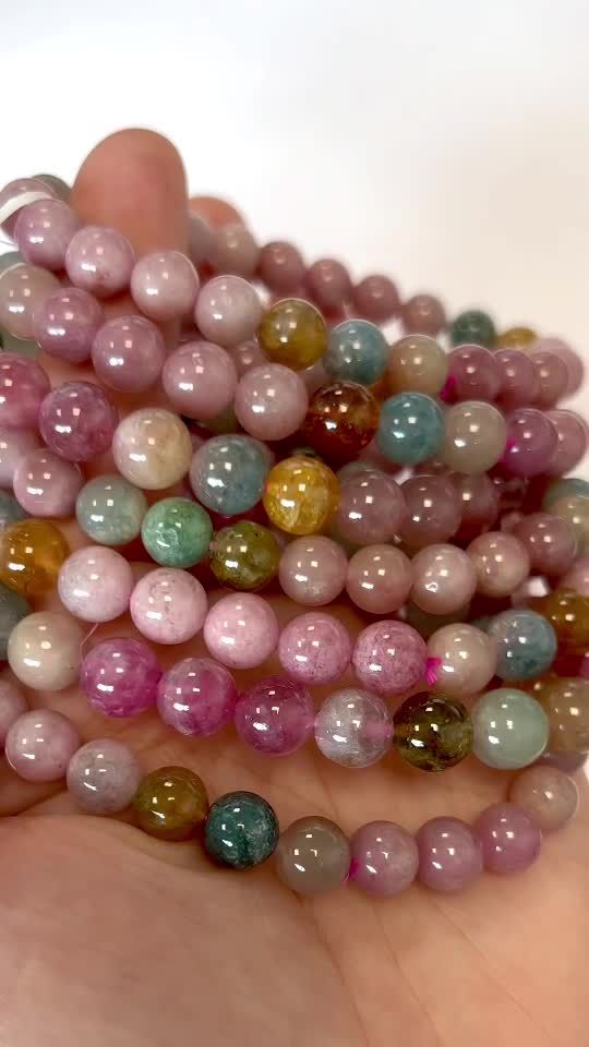 Bracelet tourmaline multicolor AA+ perles 7.5-8.5mm