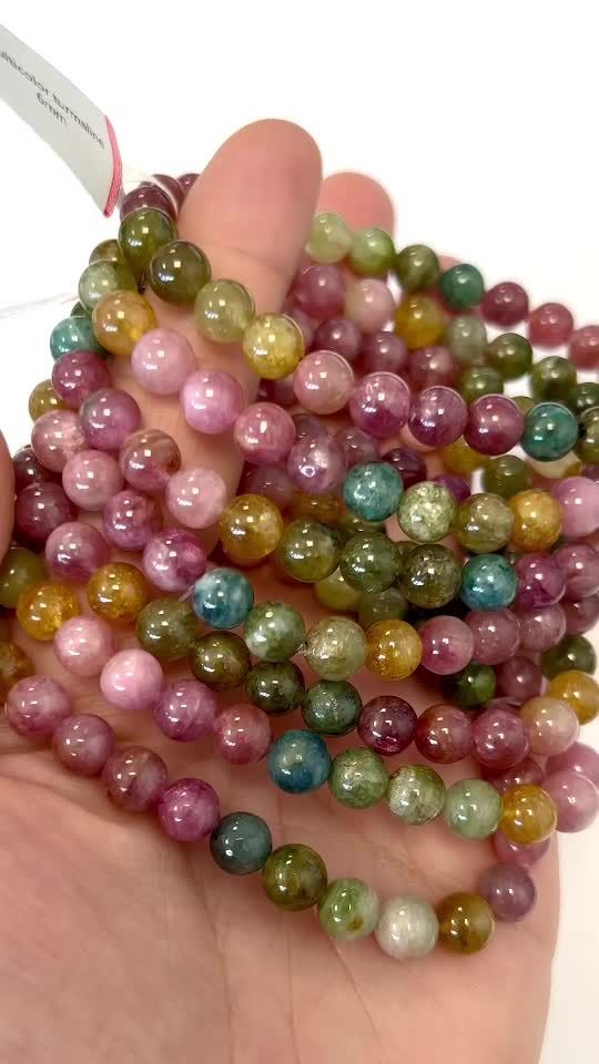 Bracelet Tourmaline multicolore AAA perles 6.5-7mm