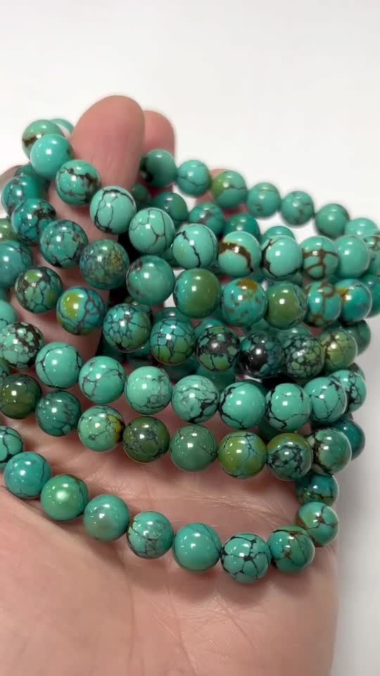 Bracelet Turquoise Naturelle de Chine AAAA perles 8mm