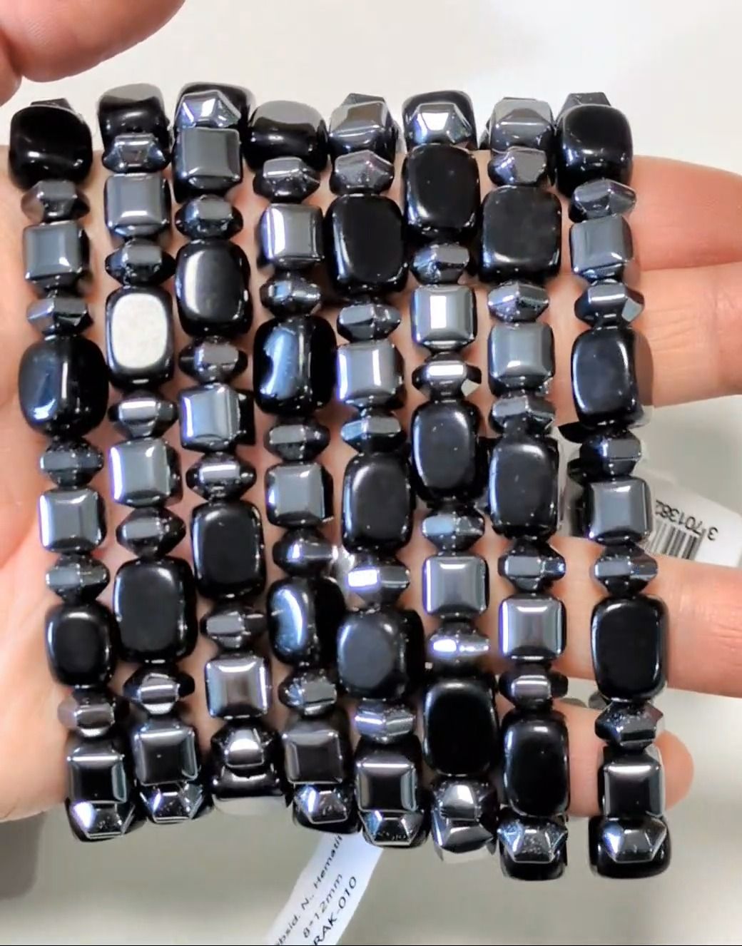 Bracelet Obsidienne Noire, Hématite perles 8 mm