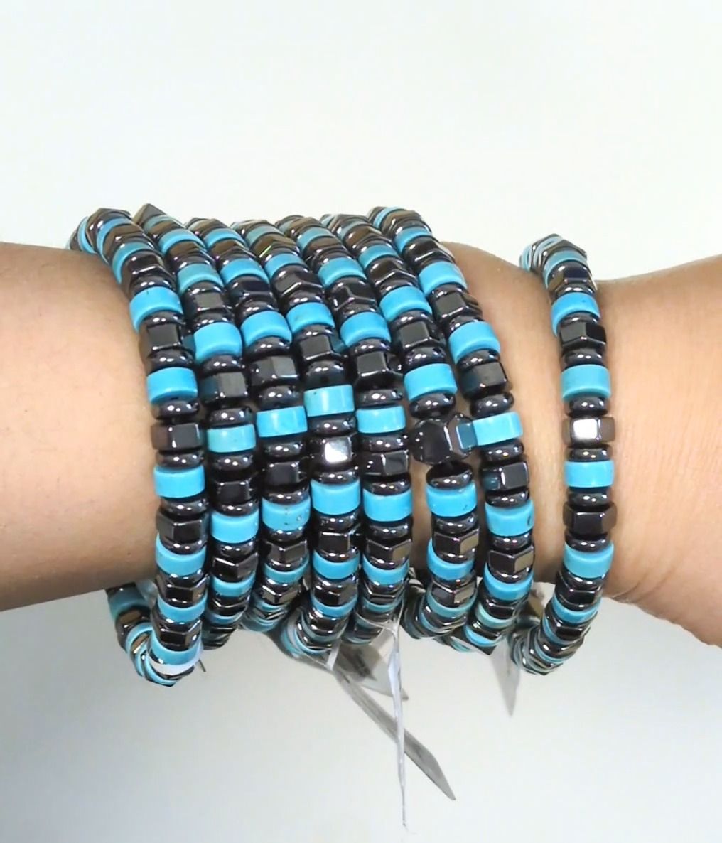 Bracelet Turquénite, Hématite perles 6 mm