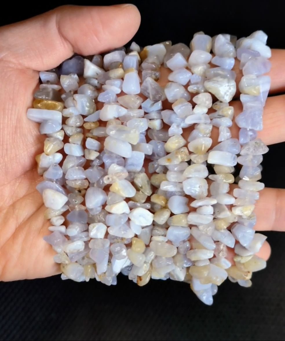 Bracelet Calcedoine Bleue chips 5-8mm 18cm