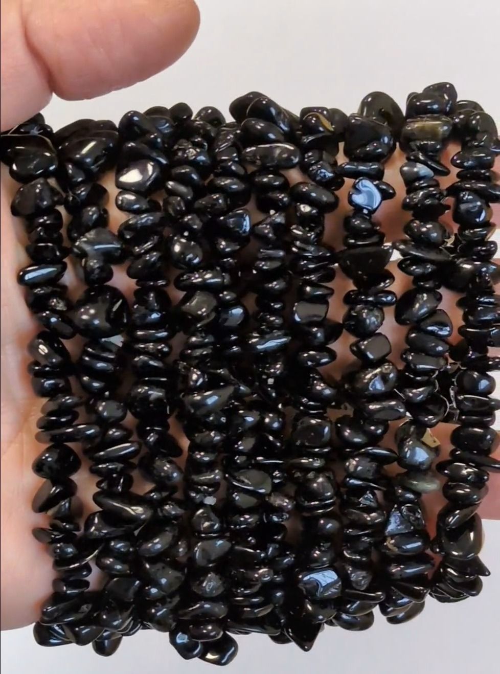 Bracelet Tourmaline noire A chips 16-18cm