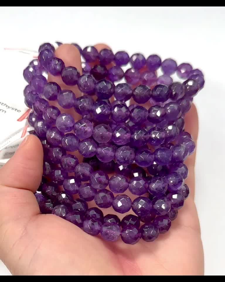 Bracelet Amethyste Facetée AA perles 8mm