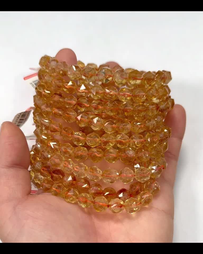 Bracelet Citrine Chauffée Facettée AAA perles 7.5-8.5mm