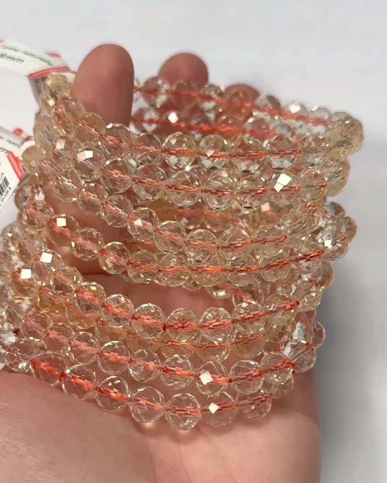 Bracelet Citrine Naturelle Facettée AA perles 7-8mm