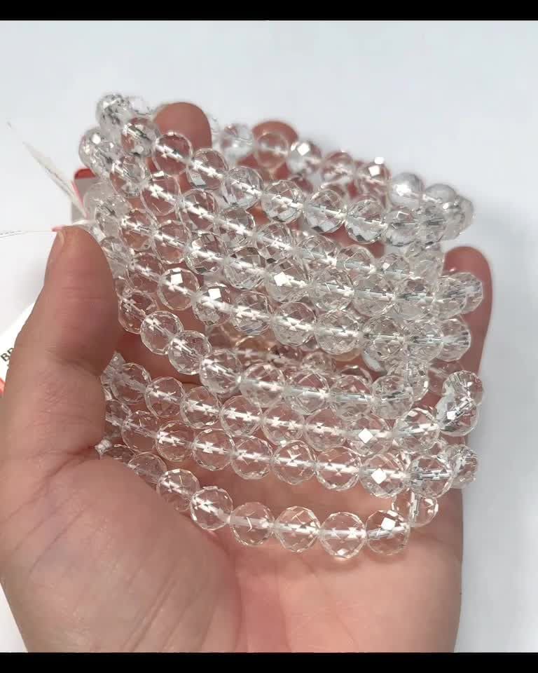 Bracelet Cristal de Roche Facetté AA perles 8mm