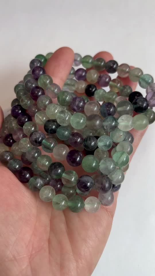 Bracelet Fluorite multicolore perles 8-9mm